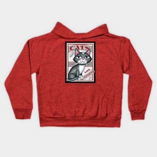 Cute Gray and White Kitty with Cats are Amazing Red Kids Hoodie